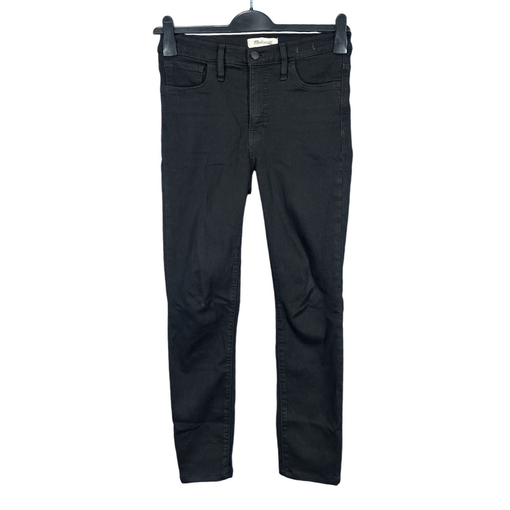MADEWELL Roadtripper BLACK Stretch Denim HIGH-RISE Frayed Hem ANKLE JEANS Sz 27